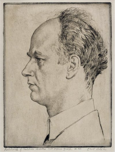 Retrato de Wilhelm Furtwaengler (1886-1954) - Orlik, Emil (1870-1932) - 1928 - Etching - 39x31,5 - Coleção Particular de Emil Orlik