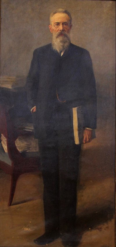 Retrato do compositor Nikolai Rimsky-Korsakov 1844-1908, c. 1900 de Emil Oskarovich Wisel