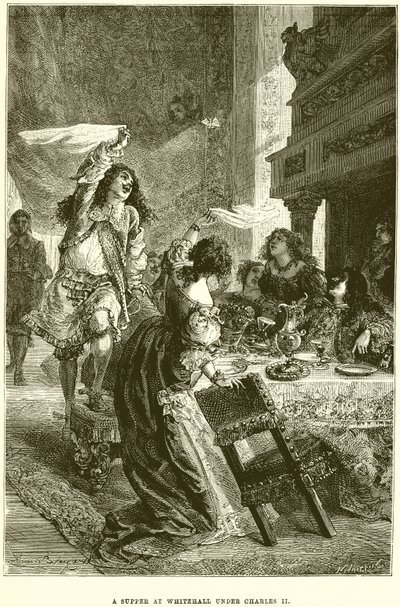 Uma ceia em Whitehall sob Charles II de Emile Antoine Bayard