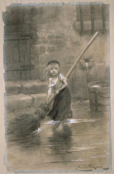 Cosette. Ilustração de Les Misérables de Victor Hugo, 1862 de Emile Antoine Bayard