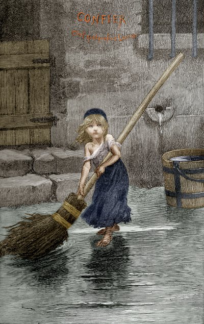 Cosette, ilustração de "Les Miserables" por Victor Hugo, 1862 de Emile Antoine Bayard