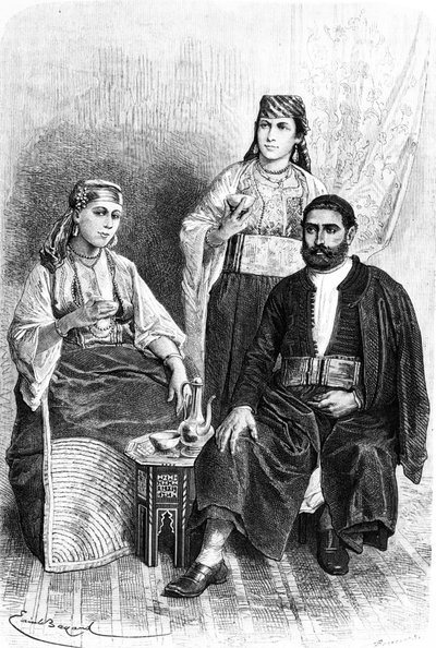 Homem judeu e mulheres de Tânger, 1878 de Emile Antoine Bayard