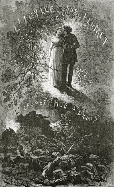 Marius e Cosette, século XIX (gravura de bw) de Emile Antoine Bayard