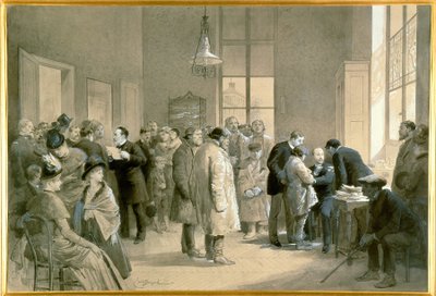 Pacientes mordidos por cães raivosos a serem inoculados contra a hidrofobia no laboratório da Ecole Normale, Paris de Emile Antoine Bayard