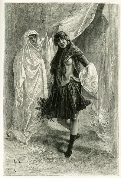 Retrato de Ziba Khanoum, princesa persa. Gravura de E.Bayard, após uma fotografia, para ilustrar a história "Persia, Chaldee e Susiane" em 1881-1882, de Jane Dieulafoy (nee Magre de Emile Antoine Bayard