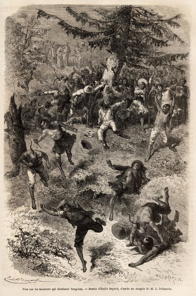 Rixe nas alturas que dominam Tong-hay (ou Feno de Tong), um dos membros da expedição que partiu nas alturas da cidade para atrair pela natureza, é seguido por uma multidão de curiosos, que declaram uma luta geral, cada um desejando ver o mais de perto poss de Emile Antoine Bayard