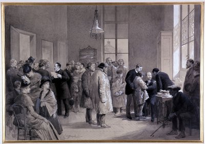 Cenas de inoculação no laboratório da Escola Normal em 1886 (desenho) de Emile Antoine Bayard