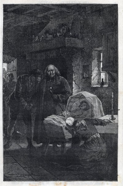 The Myriel Eveque with a Mourning Family - Ilustração de Emile Bayard (1837-1891) para "The Miserables - First Part": Fantine" de Victor Hugo (1802-1885) 1862 de Emile Antoine Bayard