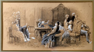 O escritor Alexandre Dumas Jr. (1824-1895) lendo suas obras Lavis d