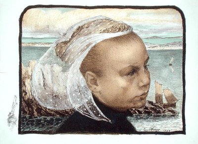 Chefe de uma Breton Girl de Emile Auguste Wery