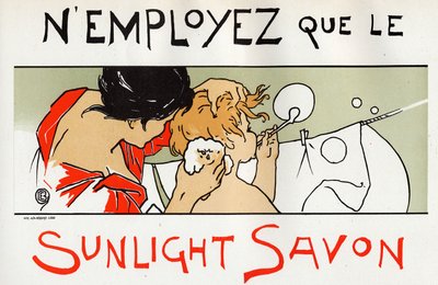 Criança no seu banho, anúncio de sabonete Sunlight, final do século XIX (cartaz) de Émile Berchmans