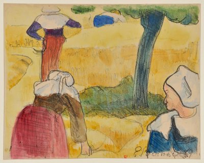 Mulheres a fazer a colheita - A Adoração dos Pastores - O ceifeiro [prova A] de Emile Bernard