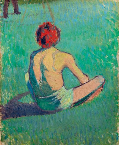 Rapaz sentado na relva - Pintura de Emile Bernard (1868-1941), óleo sobre tela de Emile Bernard