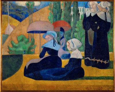 Les Bretonnes aux Ombrelles (óleo sobre tela) de Emile Bernard