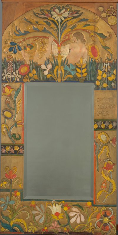 Moldura de espelho decorada com plantas, flores e duas figuras femininas, 1908 de Emile Bernard