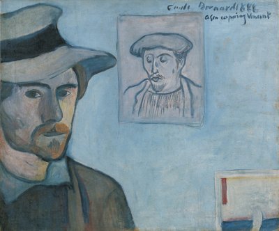 Auto-retrato com Retrato de Gauguin, 1888 de Emile Bernard