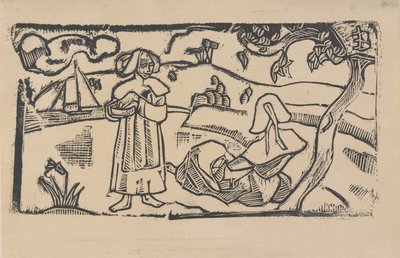 Two Breton Women, c.1891 (woodblock print) de Emile Bernard