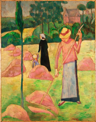 Mulher com ancinho ... (óleo sobre tela) de Emile Bernard