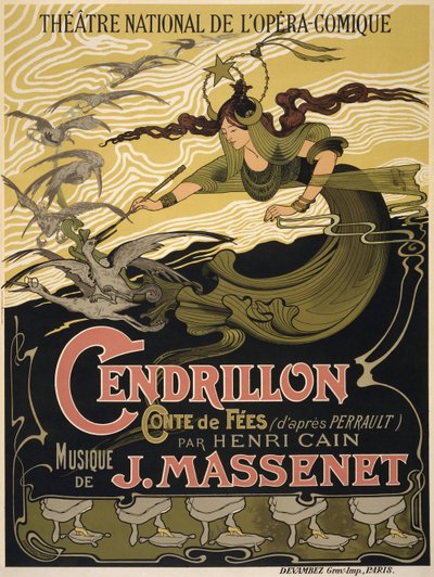 Cartaz para a Ópera Cendrillon de Jules Massenet, 1899 de Émile Bertrand