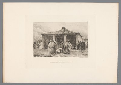Groep soldado em um campo
Metz 8 de Outubro de 1870/ Soldados de cavalaria isolados bivouac na Praça Saint Simon no Forte Moselle (título sobre o objecto)
Franse etsen uit 1875 (título da série)
Etching em 1875 (título da série) de Emile Boilvin