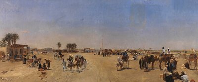 A Ponte Qasr al-Nil no Cairo de Emile Charles Wauters