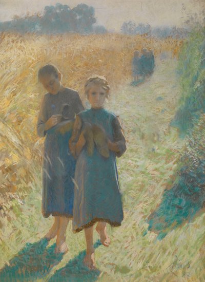 Raparigas no campo de Emile Claus