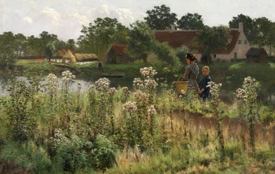 O rio Lys em Astene, c.1885 (óleo sobre tela) de Emile Claus