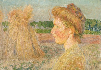 Perfil de mulher e molhos de trigo de Emile Claus