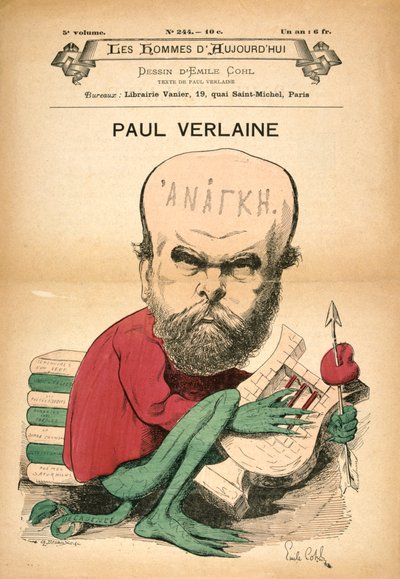 Paul Verlaine como Decadência, década de 1880 de Emile Cohl