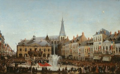 Cerimónia da inauguração da água da Lys em Tourcoing em 1863, 1864 de Emile Defrenne