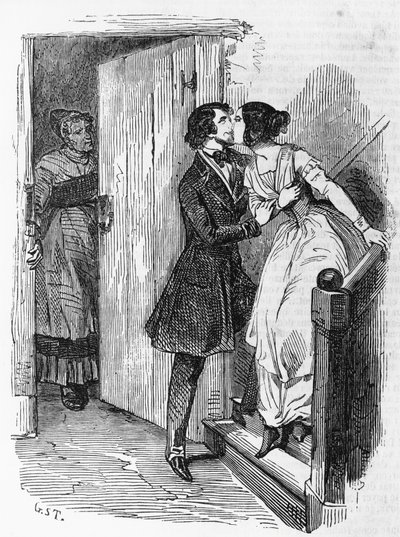 Ilustração para Eugenie Grandet, romance de Honore de Balzac (1799-1850) da colecção multi-volumes intitulada Human Comedy, gravura de Emile Deschamps (1822-1893) de Emile Deschamps
