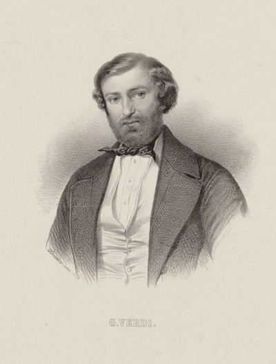 Retrato do compositor Giuseppe Verdi 1813-1901, ca 1860. de Emile Desmaisons
