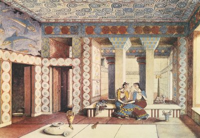 A impressão artística do Palácio de Knossos, Creta, c.1900 (litho) de Emile Gilliéron