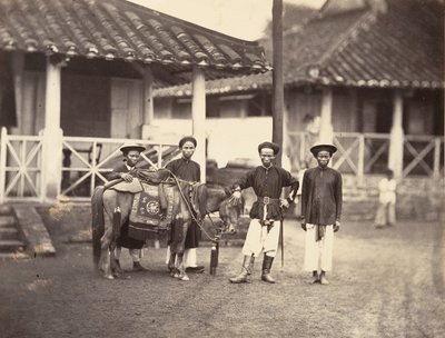 Rico Annamite montando um cavalo, Cochinchina, 1866. de Emile Gsell