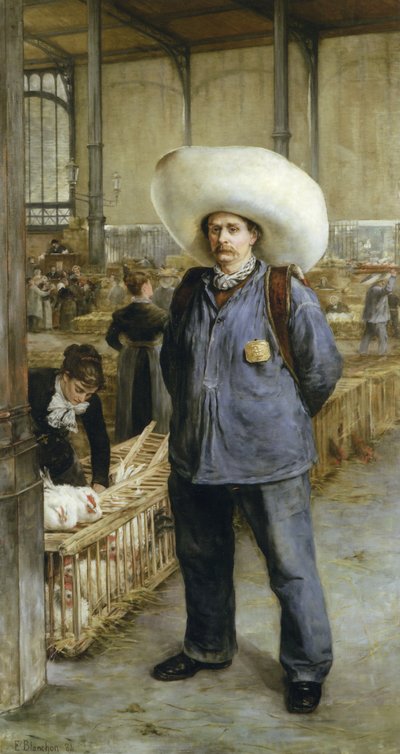 Porteiro no mercado de Les Halles de Emile Henri Blanchon