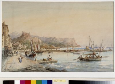 Vista do porto de Cassis Aquarela de Emile Henry (1822-1920) Fundação a respeito de Provence, Marselha de Emile Henry
