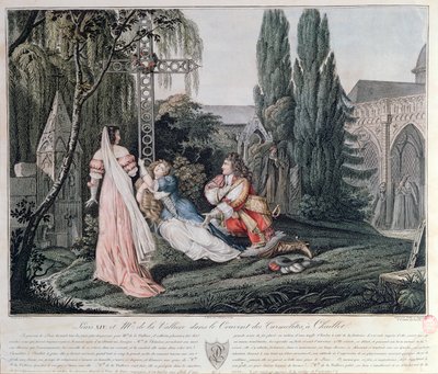 Luís XIV em busca de Louise de la Valliere que se refugiara depois de uma briga em 1662 com o rei no convento carmelita de Chaillot de Emile Jean Horace Vernet