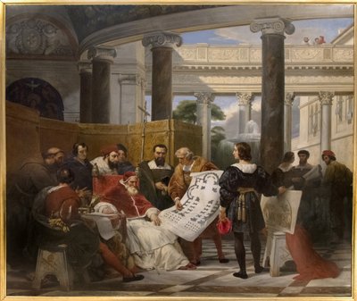 Papa Júlio II ordenando o trabalho do Vaticano e São Pedro em Bramante, Michael Angel e Rafael de Emile Jean Horace Vernet