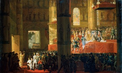 A coroação da imperatriz Maria Feodorovna em 5 de abril de 1797, século XIX. de Emile Jean Horace Vernet