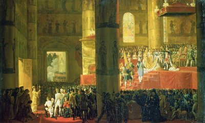 A Coroação da Imperatriz Maria Fyodorovna (1759-1828) 1797 (óleo sobre tela) de Emile Jean Horace Vernet