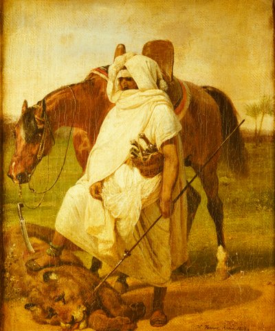 O caçador de leões, 1833 de Emile Jean Horace Vernet
