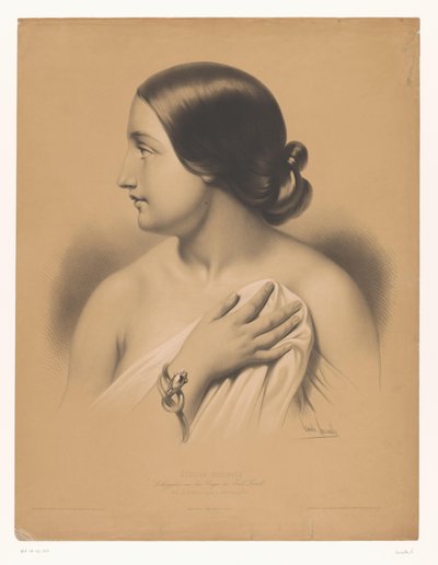 Jovem mulher com pulseira cobre-se La pudeur (título no objeto) Estudos de artistas selecionados (título da série) Etudes choisies (título da série no objeto) de Emile Lassalle