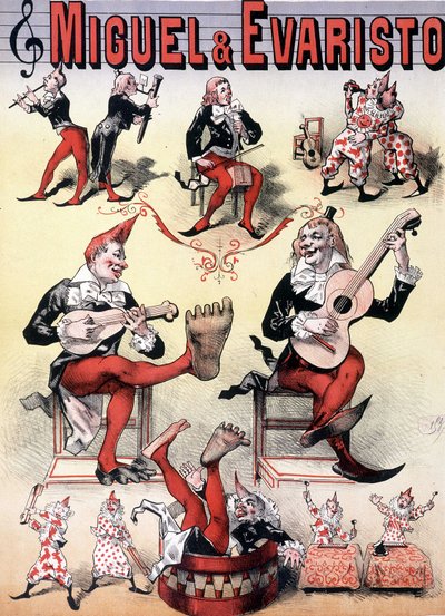 Les clowns Miguel & Evaristo - Cartaz de Lévy, final do século XIX de Emile Levy