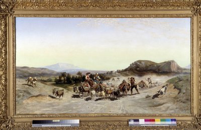 A montanha de Sainte Victoire e as transumâncias Pintura de Emile Loubon (1809-1863) 1847 Dim. 71x132 cm. de Emile Loubon
