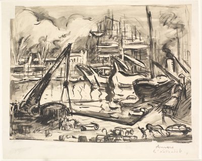 A bacia do porto Kattendick em Antuérpia. de Emile Othon Friesz