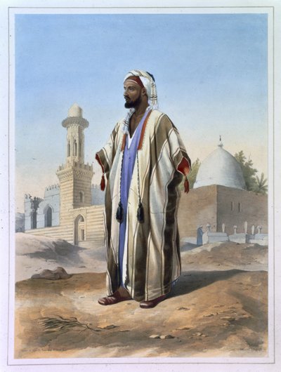 Fellah vestido no Haba, ilustração de "o vale do Nilo", gravado pelo bar de Charles Bour (1814-81). por Lemercier, 1848 de Emile Prisse d