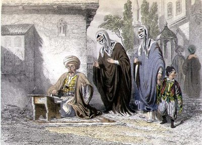 O Letterwriter Público, de "Constantinopla e o Mar Negro", gravado pelos irmãos Rouergue de Emile and Rouergue Adolphe Rouergue