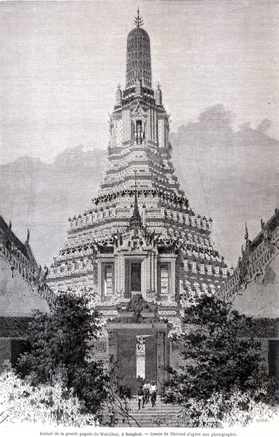 Portal do Grande Pagode Wat-Chan, Banguecoque. Desenho de Thérond. de Emile Theodore Therond