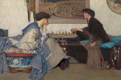 O Jogo de Xadrez (óleo sobre tela) de Emile Vloors