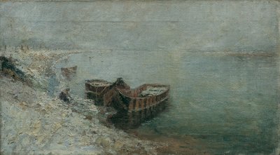 Barcos de pesca na margem do Danúbio de Emilie Mediz-Pelikan